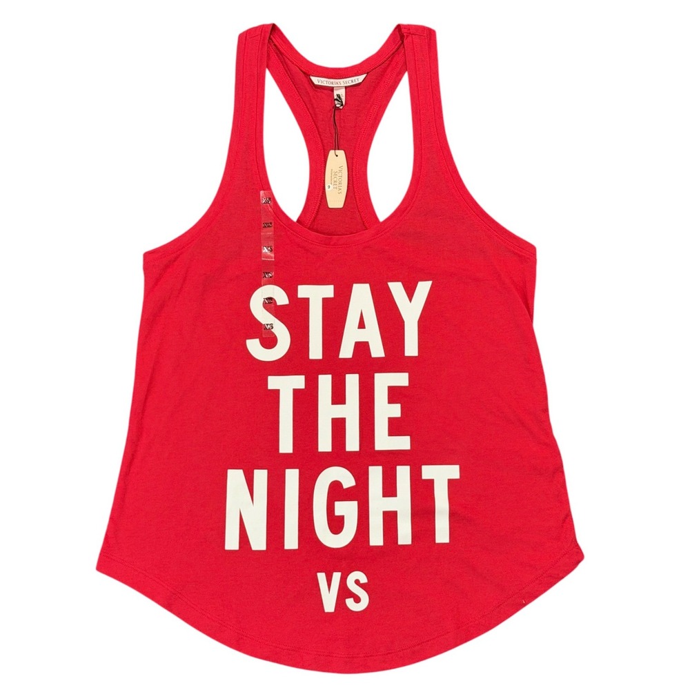 Victoria's Secret Tank Top Red Stay The Night Graphic Racerback XS Women